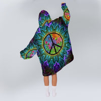 Load image into Gallery viewer, Hippie Peace Sign Flower Blanket Hoodie - Hippie Gifts
