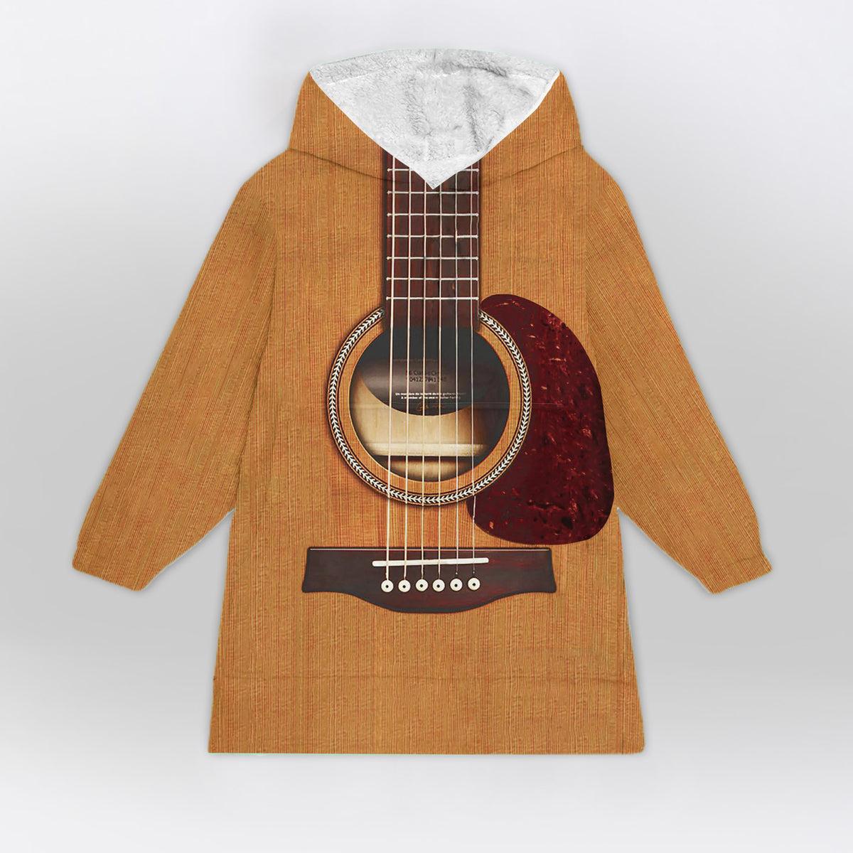 Wooden Guitar Blanket Hoodie - Gift for Guitar Lovers