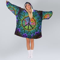 Load image into Gallery viewer, Hippie Peace Sign Flower Blanket Hoodie - Hippie Gifts
