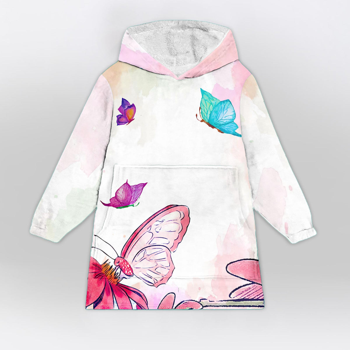 To My Granddaughter Butterfly Blanket Hoodie