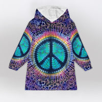 Load image into Gallery viewer, Hippie Peace Sign Blanket Hoodie - Hippie Gifts
