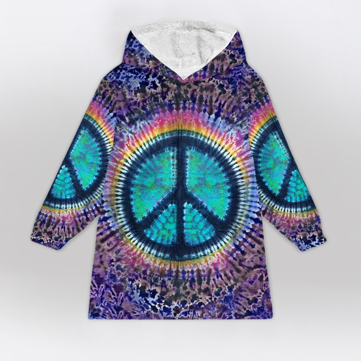 Hippie Peace Sign Blanket Hoodie - Hippie Gifts