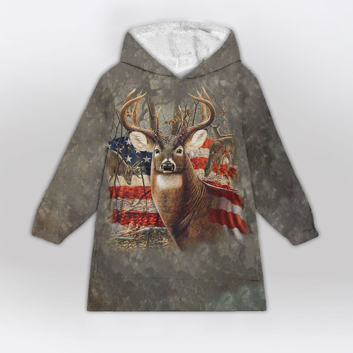 USA Flag Deer Hunting Blanket Hoodie