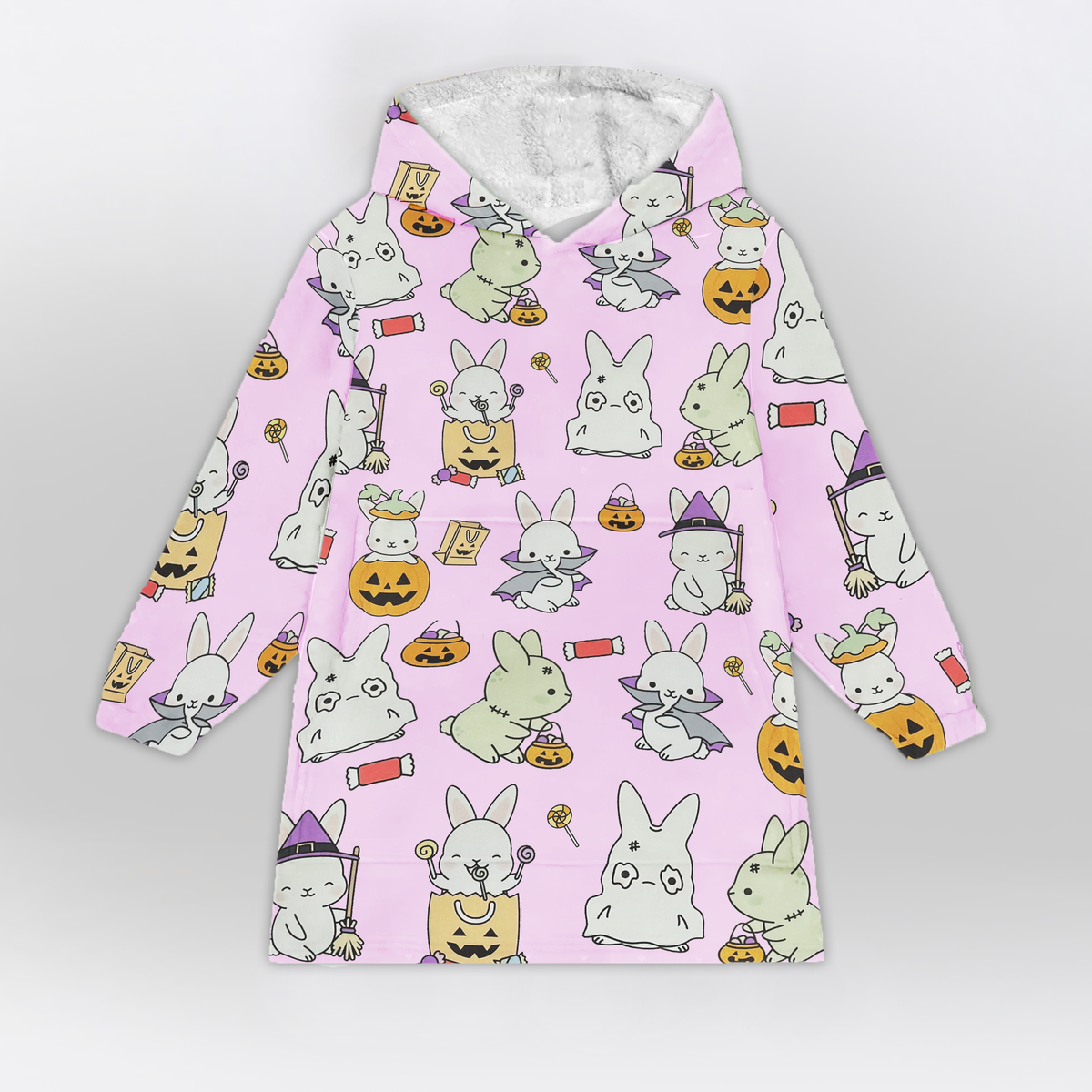 Kawaii Halloween Bunnies Blanket Hoodie