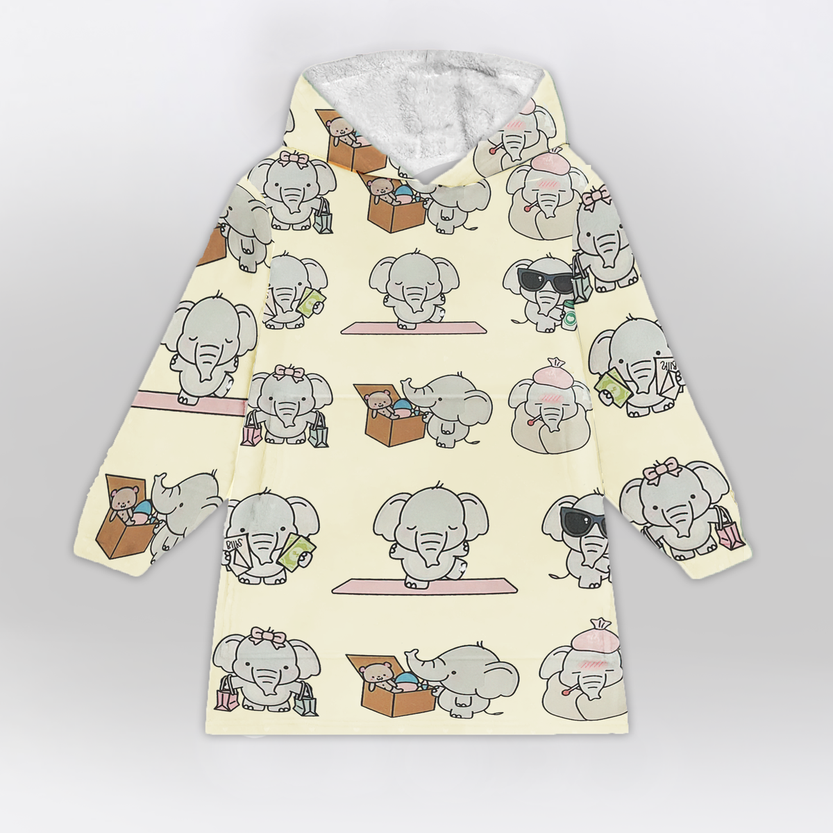 Cute Elephants Blanket Hoodie