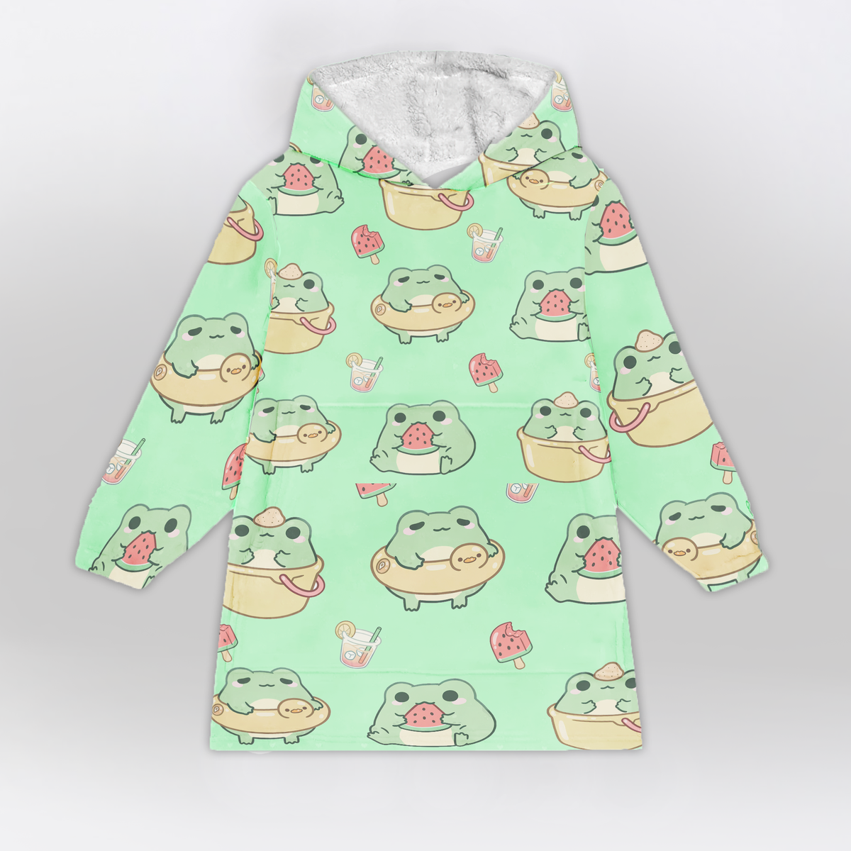 Cute Beach Frog Blanket Hoodie