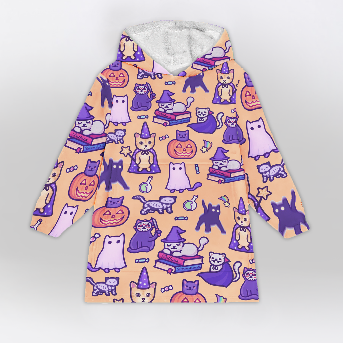 Cute Halloween Spooky Cats Blanket Hoodie