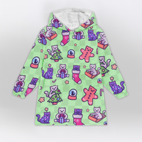 Load image into Gallery viewer, Festive Cats Blanket Hoodie
