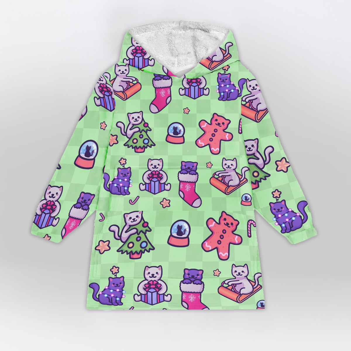 Festive Cats Blanket Hoodie