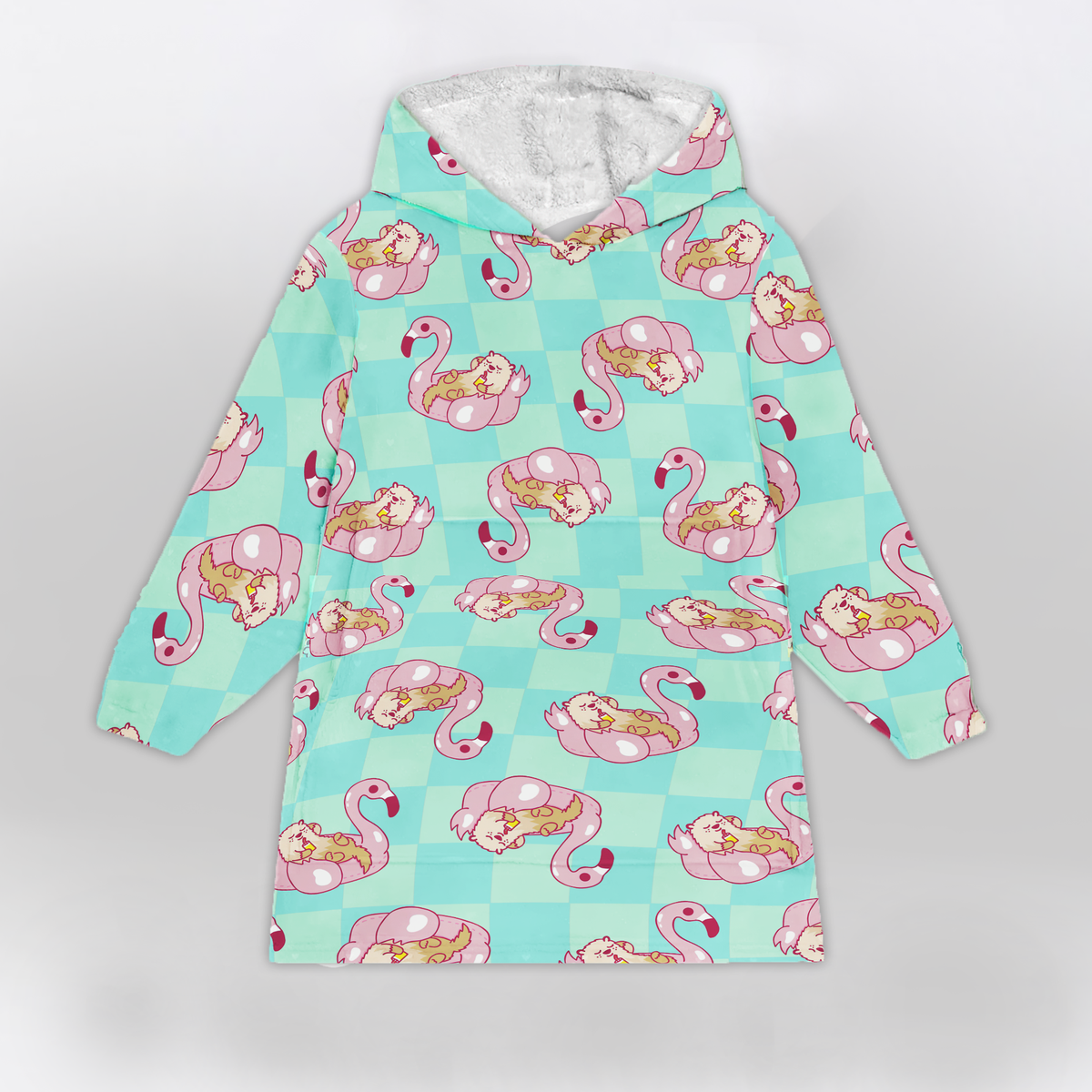 Flamingo Pool Party Blanket Hoodie