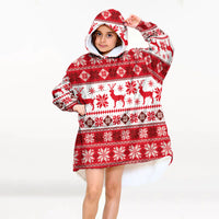 Load image into Gallery viewer, Kids Reindeer Snowflakes Blanket Hoodie
