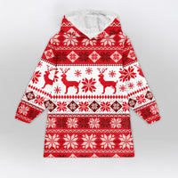 Load image into Gallery viewer, Reindeer Snowflakes Blanket Hoodie
