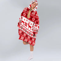 Load image into Gallery viewer, Reindeer Snowflakes Blanket Hoodie
