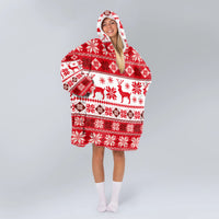 Load image into Gallery viewer, Reindeer Snowflakes Blanket Hoodie
