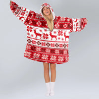Load image into Gallery viewer, Reindeer Snowflakes Blanket Hoodie

