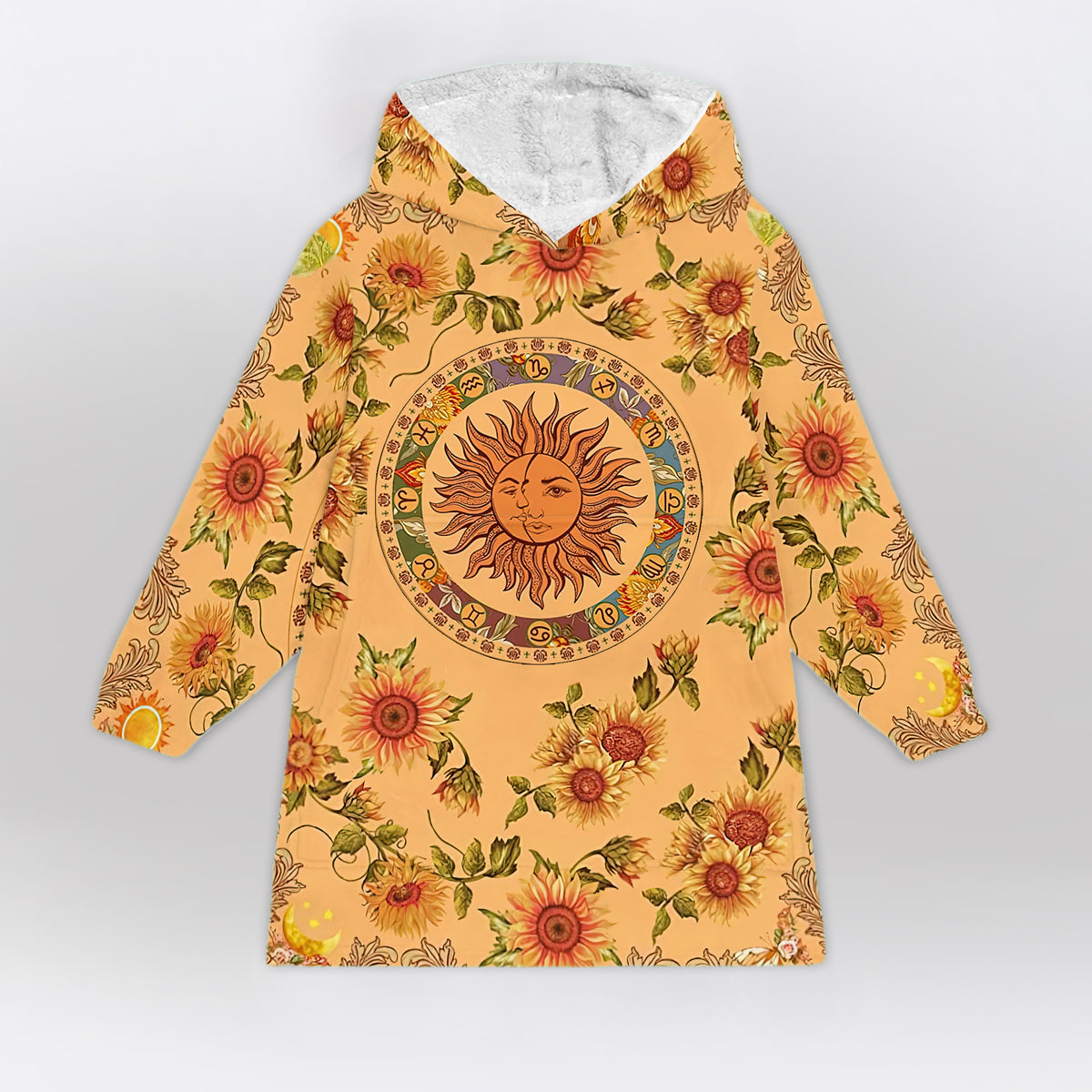 Yellow Sun and Moon Blanket Hoodie