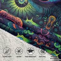 Load image into Gallery viewer, Frog Mushroom Hippie Eyes Blanket Hoodie
