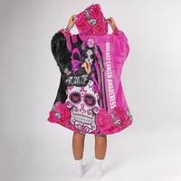 Load image into Gallery viewer, Breast Cancer Awareness Skull Blanket Hoodie
