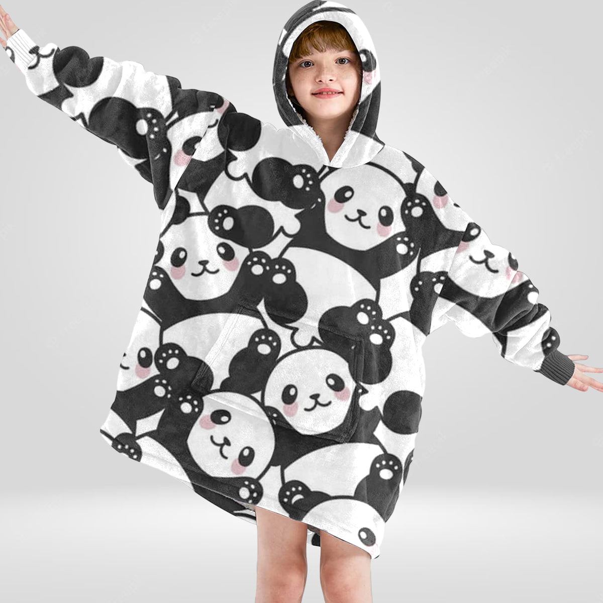 Kids Cute Panda Blanket Hoodie