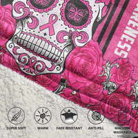 Load image into Gallery viewer, Breast Cancer Awareness Skull Blanket Hoodie

