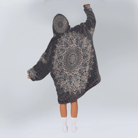 Load image into Gallery viewer, Black Mandala Blanket Hoodie
