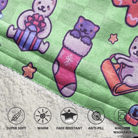 Load image into Gallery viewer, Festive Cats Blanket Hoodie
