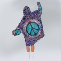 Load image into Gallery viewer, Hippie Peace Sign Blanket Hoodie - Hippie Gifts

