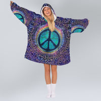Load image into Gallery viewer, Hippie Peace Sign Blanket Hoodie - Hippie Gifts

