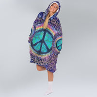 Load image into Gallery viewer, Hippie Peace Sign Blanket Hoodie - Hippie Gifts
