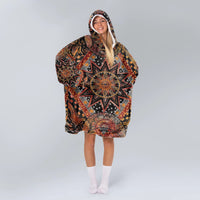 Load image into Gallery viewer, Orange Sun and Moon Blanket Hoodie
