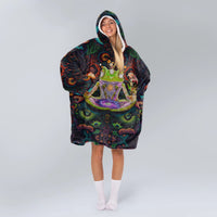 Load image into Gallery viewer, Frog Mushroom Hippie Eyes Blanket Hoodie
