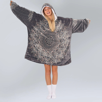 Load image into Gallery viewer, Black Mandala Blanket Hoodie
