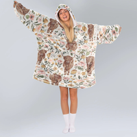 Load image into Gallery viewer, Boho Highland Cow Blanket Hoodie
