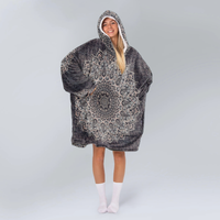 Load image into Gallery viewer, Black Mandala Blanket Hoodie
