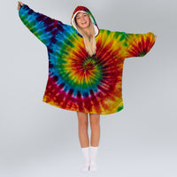 Load image into Gallery viewer, Colorful Tie Dye - Hippie Blanket Hoodie
