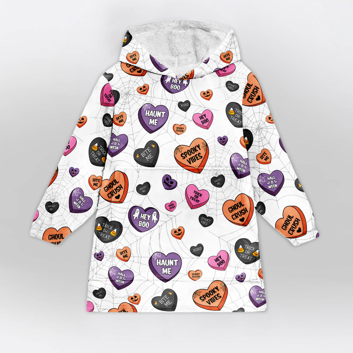 Candy Hearts Halloween Retro Blanket Hoodie