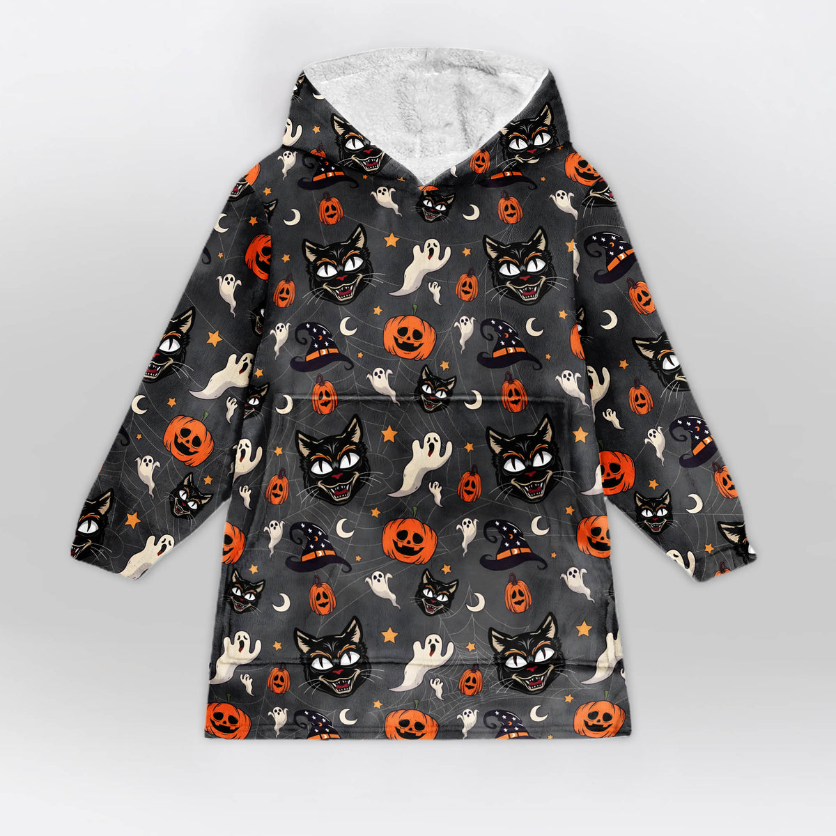 Halloween Black Cat Blanket Hoodie