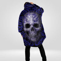 Load image into Gallery viewer, Blue Dragon Tattoo Skull Blanket Hoodie

