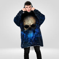 Load image into Gallery viewer, Blue Fire Skull Blanket Hoodie
