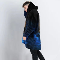 Load image into Gallery viewer, Blue Fire Skull Blanket Hoodie
