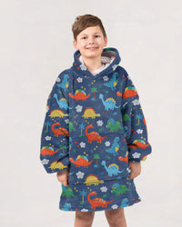 Load image into Gallery viewer, Kids Dinosaur Blanket Hoodie
