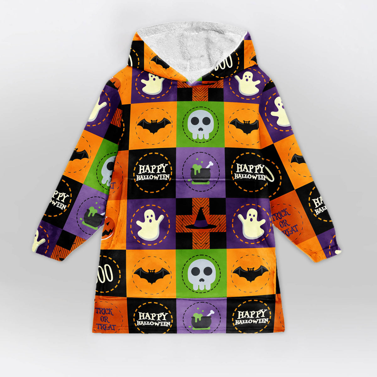 Halloween Fall Plaid Blanket Hoodie