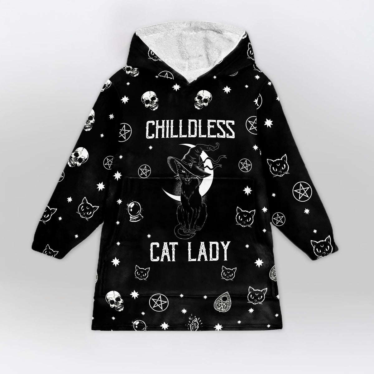 Halloween Childless Cat lady Blanket Hoodie