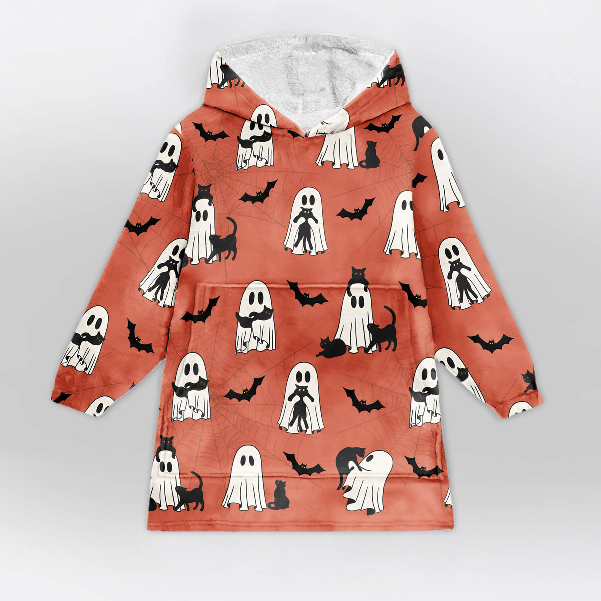 Spooky Ghost Cat Blanket Hoodie