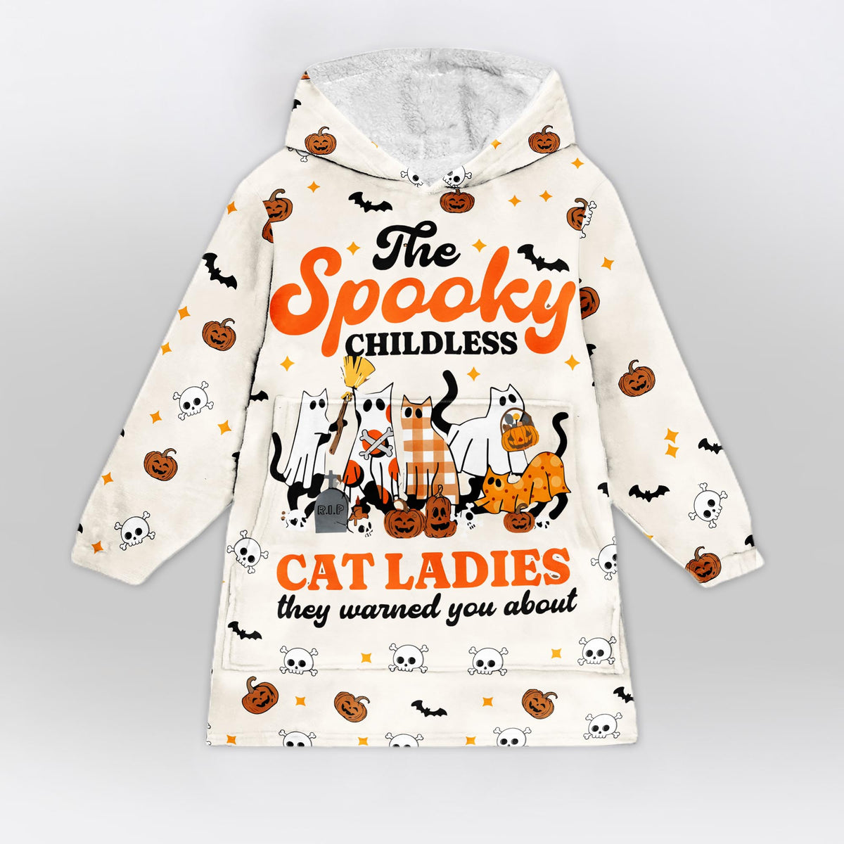 Halloween Childless Cat Lady Blanket Hoodie