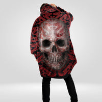 Load image into Gallery viewer, Red Dragon Tattoo Skull Blanket Hoodie
