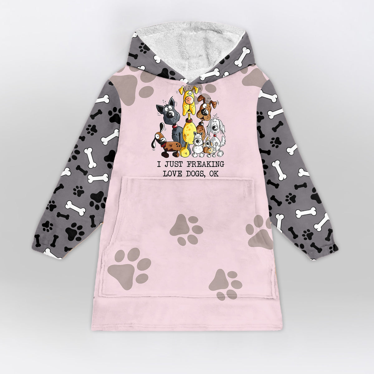 I Just Freaking Love Dogs, OK - Dog Lover Wearable Blanket, Gifts for Dog Dad and Dog Mom