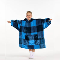 Load image into Gallery viewer, Kids Blue Plaid Blanket Hoodie
