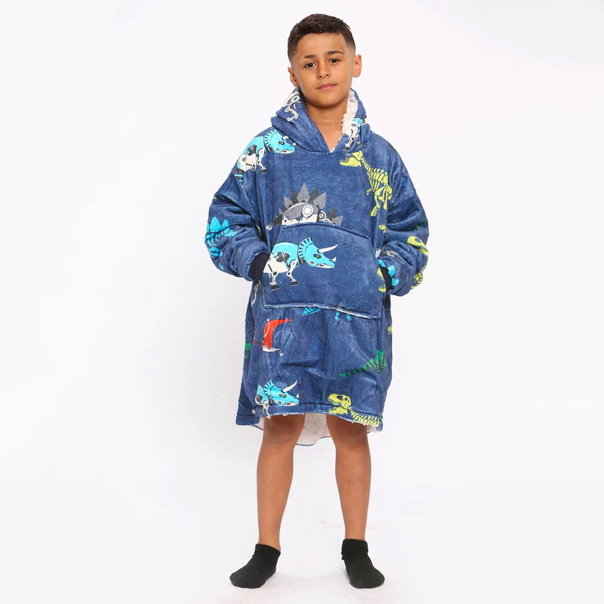 Kids Dinosaur Robots Blanket Hoodie