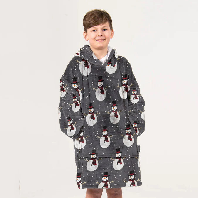 Kids Christmas Snowman Blanket Hoodie